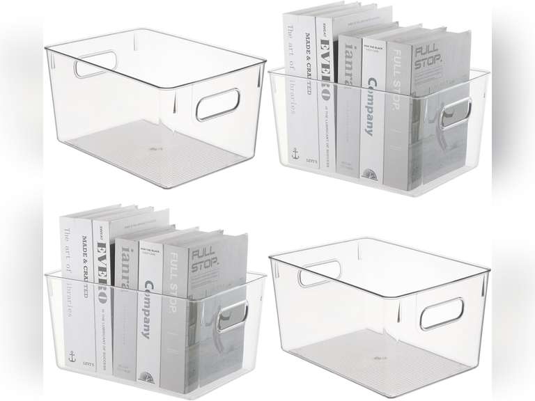 4 Clear Plastic Storage Bins Acrylic Organizers, Pantry Organization and Storage Clear Organizing Bins, Fridge Freezer Organizer Bins Kitchen Organization Containers Laundry Bathroom Cabinet Organizer 40