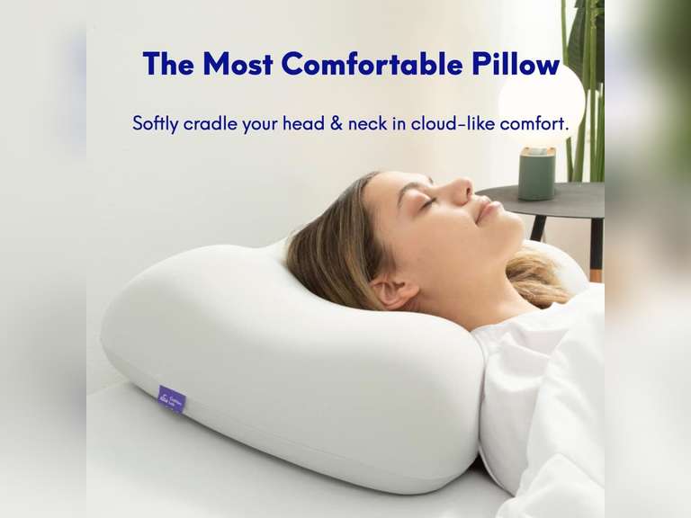 C CUSHION LAB Deep Sleep Pillow, Patented Ergonomic Contour Design for Side & Back Sleepers, Orthopedic Cervical Shape Gently Cradles Head & Provides Neck Support & Shoulder Pain Relief - Calm Grey 100