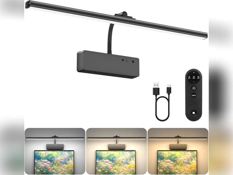Picture Light with Remote, 20inch Wireless Rechargeable Battery Wall Light for Paintings, 3 Colors Paintings Light Dimmable and Timer Metal Art Light for Display, Wall, Artwork, Gallery (Black) 34