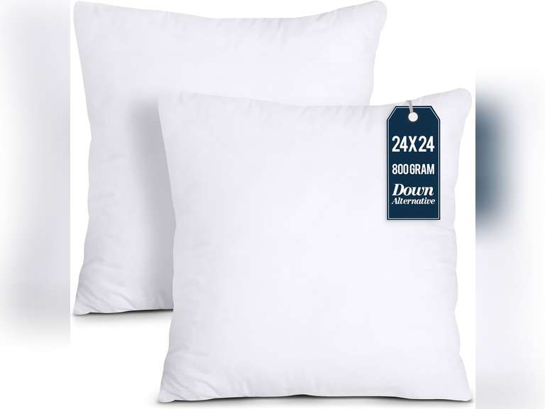 Utopia Bedding Throw Pillows Insert (Pack of 2, White) - 24 x 24 Inches Bed and Couch Pillows - Indoor Decorative Pillow 24
