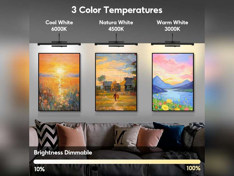 16" Picture Lights for Wall Battery Operated with Remote and Timer, Wireless Art Lights for Paintings, Rechargeable Wall Sconce, Dimmable Lighting for Canvas, Gallery Artwork, Portraits, Black 40