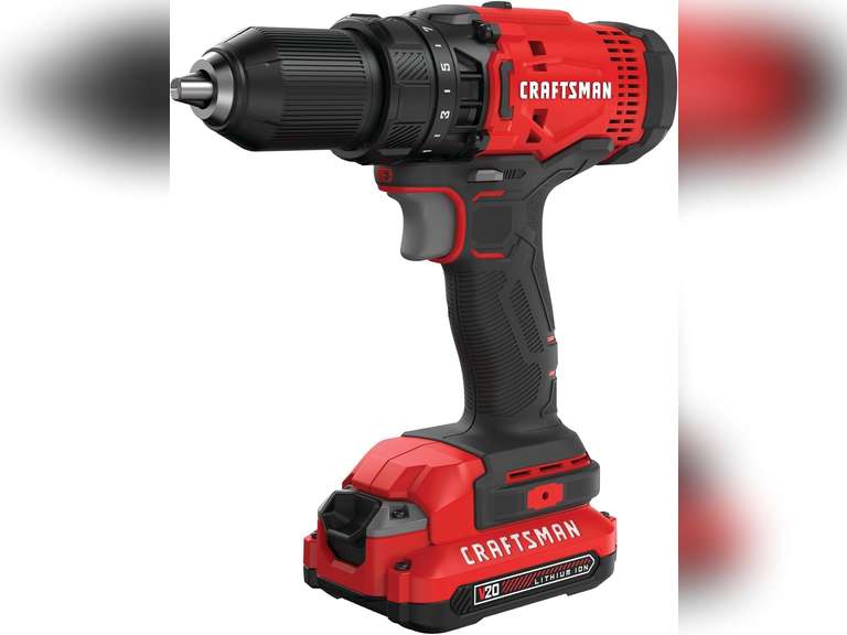 CRAFTSMAN V20 Cordless Drill/Driver Kit, 1/2 inch, Battery and Charger Included (CMCD700C1) 79