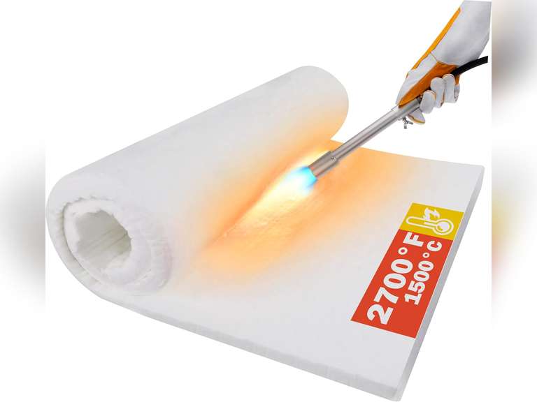 Ceramic Fiber Insulation, 24"x15.7"x1" Thick, 2600F Fireproof Insulation Blanket for Wood Stove Baffle, Fireplace, Pellet Stove, Chimney, Furnace, Boiler, Pizza Ovens and Forge 13