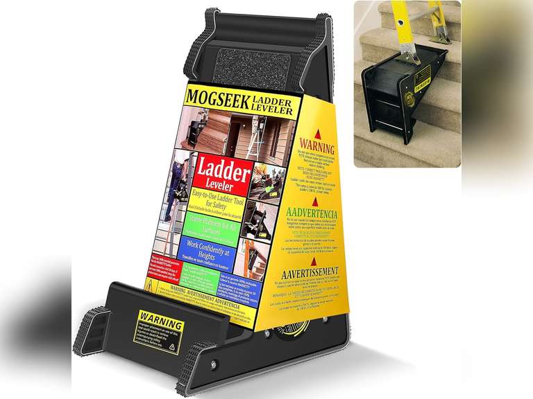 Ladder Leveler, Ladder Tool Extension Ladder, Ladder Leveling Tool, Stair Ladder with Storag Stable Platform for All Surfaces and Uneven Ground 76