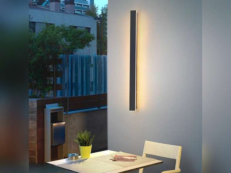 LED Linear Wall Sconce Modern Black Long Wall Lamp Slender Rectangle Bedroom Wall Light Hardwired, Minimalist Stainless Steel Indoor Sconces Internal/Outdoor Decor Lighting Fixture (4000K dia40cm) 92