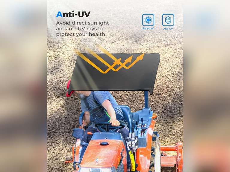 KEMIMOTO Tractor Canopy for ROPS, Tractor Sun Shade for Lawn Mower with 2" x 2" or 2" x 3" ROPS, Compatible with Kubota, John Deere, Cub Cadet, Adjustable Angle UV Rays Protection(some screws might be missing) 190