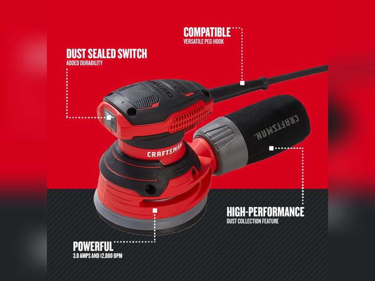 CRAFTSMAN 120 Volts 3-Amp Random Orbital Corded Sander with Dust Management 54