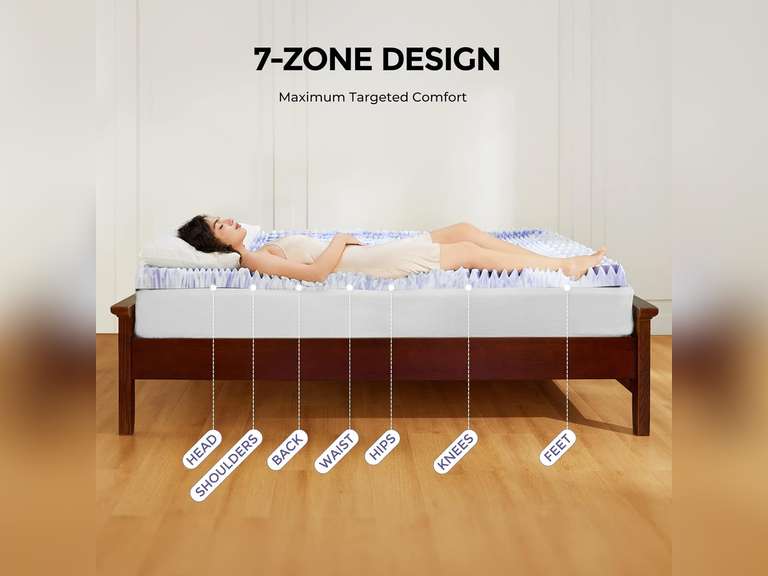Dreamsmith 3 Inch 7-Zone Full Memory Foam Mattress Topper, Cooling Gel Infused Foam Mattress Topper Full for Pressure Relief, CertiPUR-US Certified 86