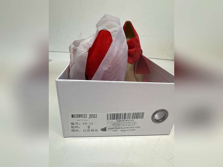 MAIERNISI JESSI Women's Bowknot Mary Jane Block Heel Round Pumps Closed Toe Dress Shoes size 9 34