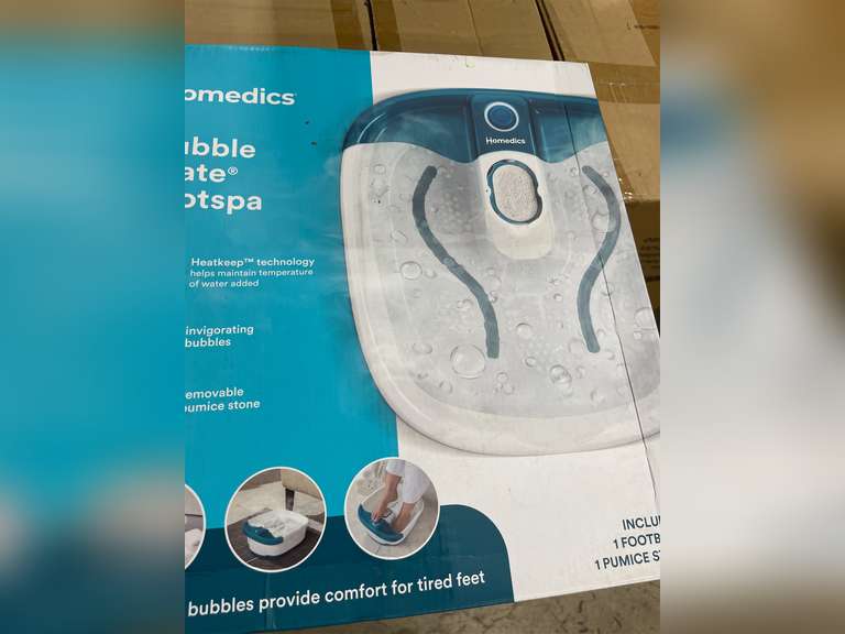Homedics Bubble Mate Heated Foot Spa Bubble Foot Massager with Raised Massage nodes and Removable Pumice Stone 30