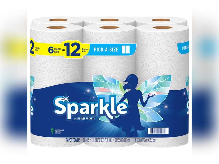 Sparkle Pick-A-Size Paper Towels 110 sheet 6 Rolls 14