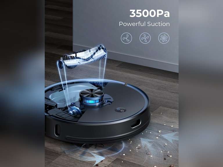 Robot Vacuum and Mop Combo, 3500Pa Robotic Vacuum with 3.5L Self Emptying Station, 250 mins Runtime, LIDAR Navigation, WiFi/APP/Alexa Control, Ideal for Pet Hair, Carpet and Hard Floor 300