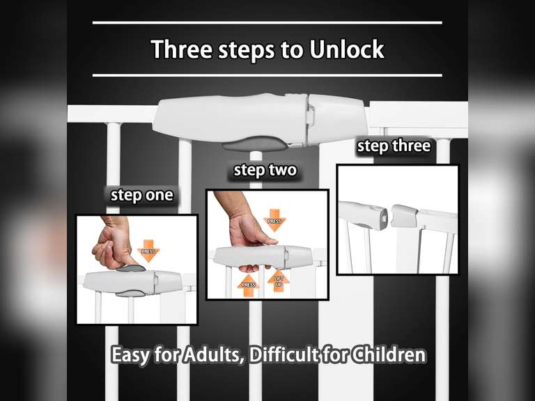 Choice Awards Winner 104.65"-116.38" Baby Gate for Stairs Dog Gate for Doorways Pressure Mounted Self Closing Pet Gates for The House Indoor Auto Close Safety Baby Gate Extra 185