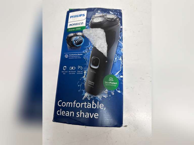 Philips Norelco Shaver 2400 Series, Wet and Dry Electric Shaver, Pop-up Trimmer, P-Cap, Deep Black, Model X3001/90 40