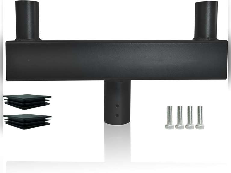 (No screws)Bullhorn Light Bracket with 2 Tenon Adapters 2-3/8,180 Degree Double Bull Horn Mounting Arm for Round Pole, Heavy Duty Low Profile Bullhorn for Led Parking Lot Lighting, Shoebox Lights (Black) 80