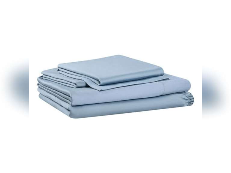 White,Allswell Soft & Silky 4-Piece Blue Illusion Rayon Derived from Bamboo Sateen Bed Sheet Set, Full 49