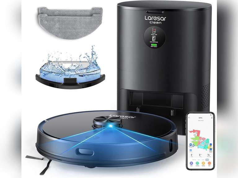 Robot Vacuum and Mop Combo, 3500Pa Robotic Vacuum with 3.5L Self Emptying Station, 250 mins Runtime, LIDAR Navigation, WiFi/APP/Alexa Control, Ideal for Pet Hair, Carpet and Hard Floor 300