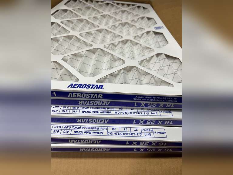 Aerostar 16x25x1 MERV 11 - 4 Count - Pleated HVAC, Furnace & Air Conditioner Filters - Removes Dust, Cold & Flu Germs, Lint, Mold, Pet Dander, Allergy-Causing Pollen, Smog & Smoke 35