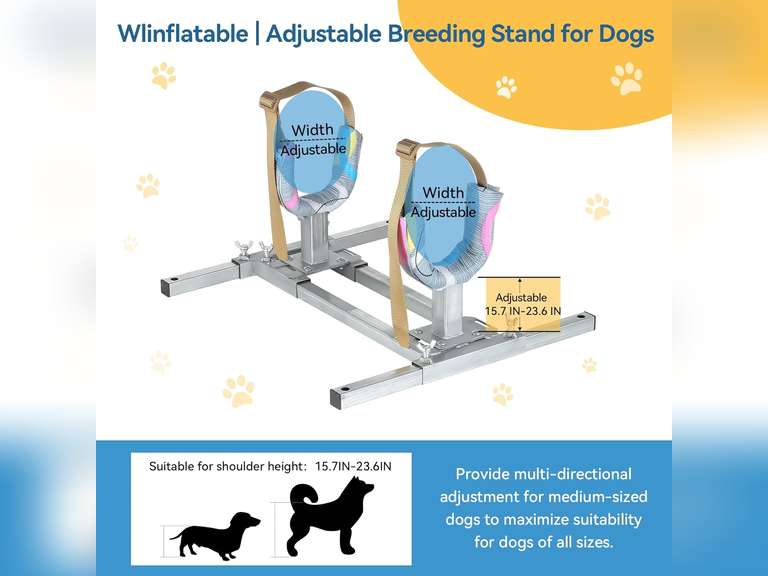Dog Breeding Stand, Stainless Steel Breeding Stand for Dogs, Shoulder Height 15.7 IN-23.6 IN,Pet Fixed Bracket for Medium to Large Dogs,Adjustable Height and Length,Strong Grooming Breeding Stand M 149