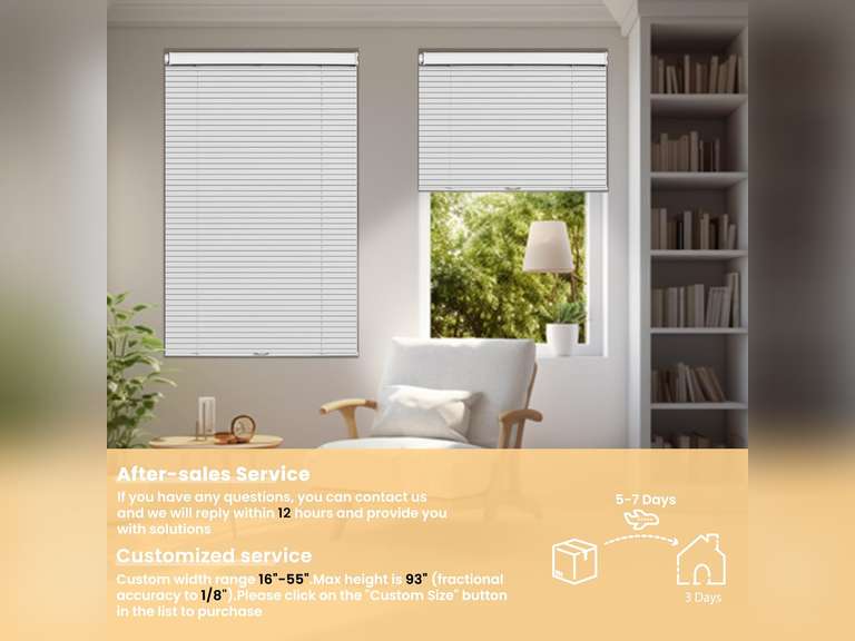 No Tools Cordless Aluminum Mini Blinds for Windows 1" No Drill Metal Room Darkening Horizontal Window Blinds No Screws Venetian Custom Window Shades for Home Office Door,White 50