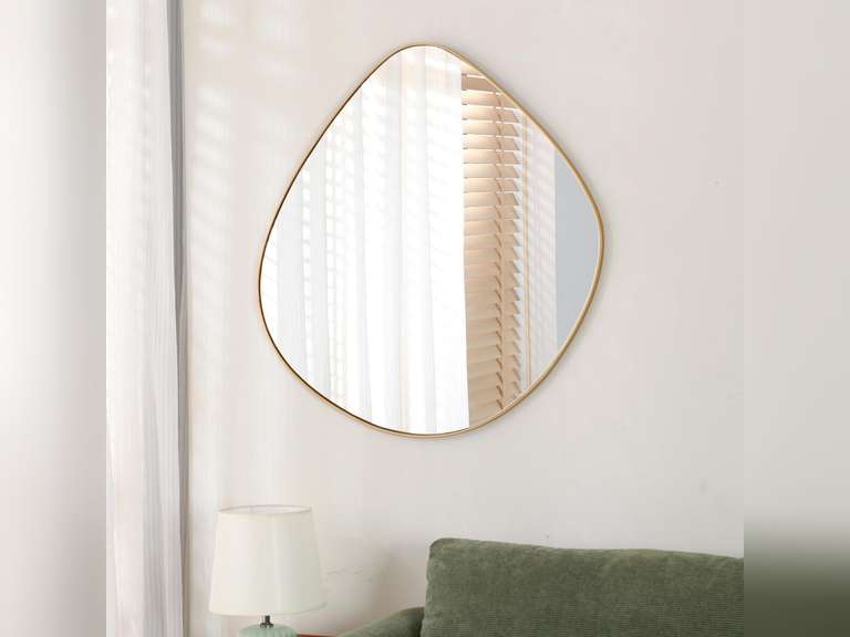 Irregular Wall Mirror Metal Gold Framed Wall Mirror for Living Room Bedroom Bathroom Entryway Wall Decor 31.5"*32" BKS002Gold 130