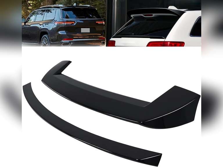 MotorFansClub Roof Spoiler Window Wing+Tailgate Mid Wing Fit for Jeep Grand Cherokee All Models 2013 2014 2015 2016 2017 2018 2019 2020 2021 Rear Spoiler Trunk Splitter (Glossy Black) 133
