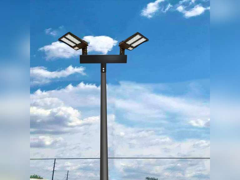 (No screws)Bullhorn Light Bracket with 2 Tenon Adapters 2-3/8,180 Degree Double Bull Horn Mounting Arm for Round Pole, Heavy Duty Low Profile Bullhorn for Led Parking Lot Lighting, Shoebox Lights (Black) 80