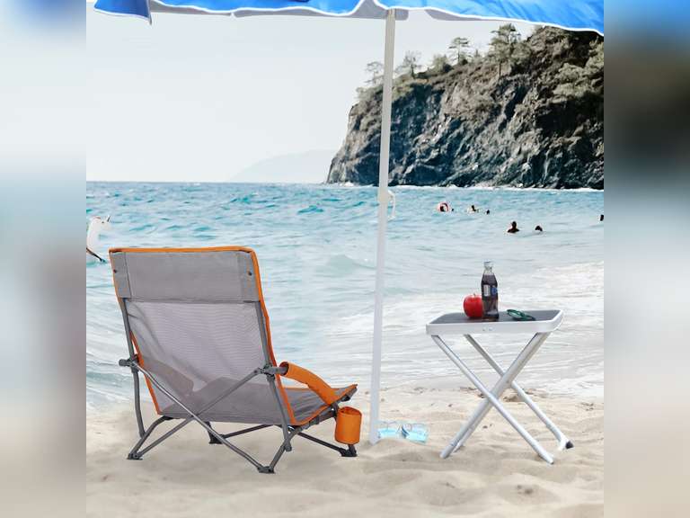 PORTAL Beach Chairs for Adults Camping Low Lightweight Portable Chair with Cup Holder Mesh Back Carry Bag for Outdoor Sand Lawn Travel Picnic Festival Concert, 350LBS 80
