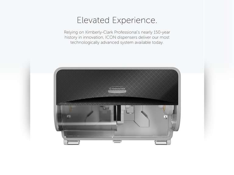 Kimberly-Clark Professional ICON Coreless Standard Roll Toilet Paper Dispenser 2 Roll Horizontal (58722), with Black Mosaic Design Faceplate; 1 Dispenser and Faceplate per Case 60