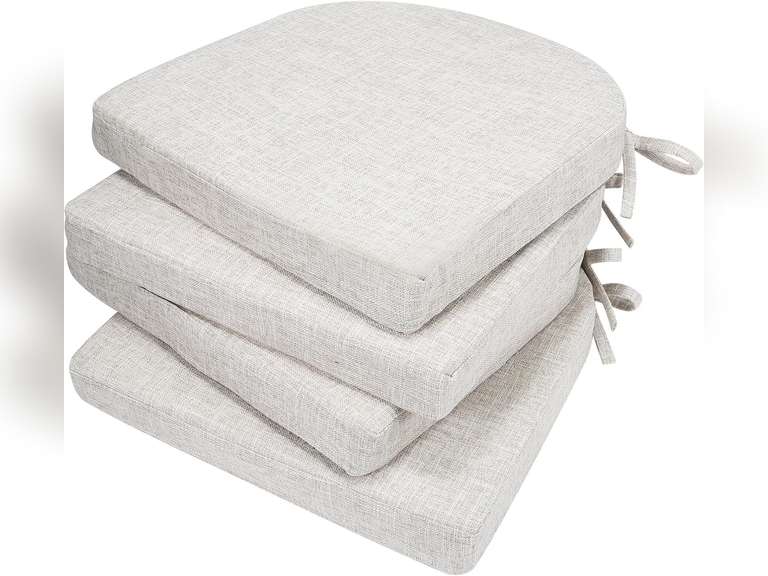 D-Shaped Chair Cushions, 2" Thick Dining Chair Pads Machine-Washable, Seat Cushions for Chair 16" x 16", Set of 4 chairpad-White 41