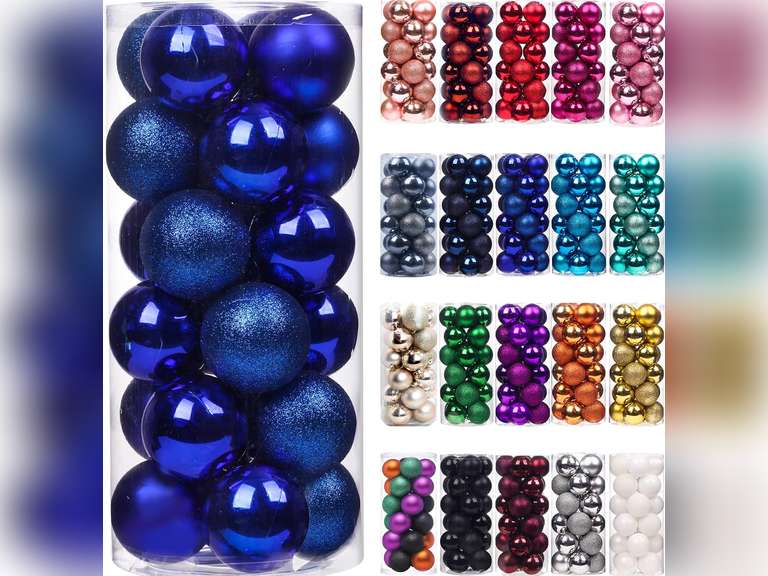 Emopeak 24Pcs Christmas Balls Ornaments for Xmas Christmas Tree - Shatterproof Christmas Tree Decorations Hanging Ball for Holiday Wedding Party Decoration, Royal Blue 16