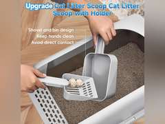 2 Pack Stainless Steel Cat Litter Box with Lid, XL Extra Large Metal Box for Big Cats, 24" L x 16" W x 12" H, Enclosed Litter Box High Sided, Non-Sticky, Include Litter Scoop 69