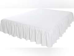 Amazon Basics Lightweight Ruffled Bed Skirt, Classic Style, Soft and Stylish 100% Microfiber with 16" Drop, Machine Washable, Wrinkle Free, Queen, Bright White, Solid 13