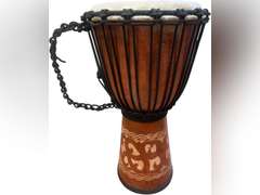 Terre Percussion Djembe Standard line carve Handmade Drum Circle Instrument, Carved Mahogany, 20" tall, 10" head, NK149 135
