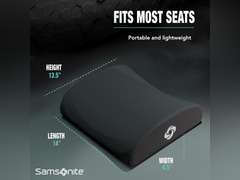 SAMSONITE Lumbar Support Pillow For Office Chair and Car Seat, Perfectly Balanced Memory Foam , Versatile Use Lower Back Cushion 22