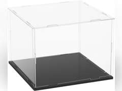 uxcell Acrylic Clear Display Case for Collectibles Self-Assemble Display Boxes, Black Base Dustproof Countertop Storage Box for Collectibles Action Figures, 7.9 x 7.9 x 5.9 Inch 19