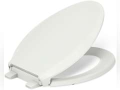 KOHLER 4636-RL-NY Cachet ReadyLatch Elongated Toilet Seat Slow Close, Soft Close Toilet Seat Quiet Lid, Contoured Grip-Tight Bumpers Installation Hardware, Apartment Essentials, Dune 64