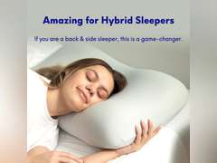 C CUSHION LAB Deep Sleep Pillow, Patented Ergonomic Contour Design for Side & Back Sleepers, Orthopedic Cervical Shape Gently Cradles Head & Provides Neck Support & Shoulder Pain Relief - Calm Grey 100