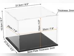 uxcell Acrylic Clear Display Case for Collectibles Self-Assemble Display Boxes, Black Base Dustproof Countertop Storage Box for Collectibles Action Figures, 7.9 x 7.9 x 5.9 Inch 19