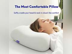 C CUSHION LAB Deep Sleep Pillow, Patented Ergonomic Contour Design for Side & Back Sleepers, Orthopedic Cervical Shape Gently Cradles Head & Provides Neck Support & Shoulder Pain Relief - Calm Grey 100