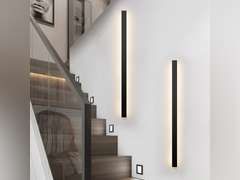 LED Linear Wall Sconce Modern Black Long Wall Lamp Slender Rectangle Bedroom Wall Light Hardwired, Minimalist Stainless Steel Indoor Sconces Internal/Outdoor Decor Lighting Fixture (4000K dia40cm) 92