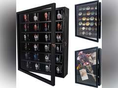 Shadow Box Frame Display Case 12x16 with Removable Shelves, Deep Memory Box Trinket Knick Knack Shelf Cabinet for Collector, Keepsake Coins Military Medals Wedding Flowers Black 40