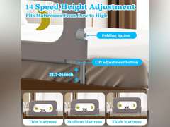 (Similar)Baby Bed Guard Rail for Toddler - Adjustable Heights, Swing Down Bedrail, Extra Tall Child Safety Side Railing Guards for Kids - Toddler Bed Rail for Queen, King, Twin, and Bunk Size Beds (32 inch) 34