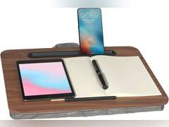 Portable Laptop Desk Fits Up to 16 Laptops, with Tablet Slot, Built-in Cushion, Great for Home & Office,Lap Desk for Laptop,Lap Desk with Cushion (Brown, Medium) 21