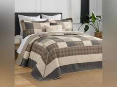 SahSahCasa 120"x120" 100% Cotton Oversized California King Bedspread Coverlet Quilt Set, Cal King Quilted Bedspread Extra Large Quilt, XL Bed Spread Lightweight Comforter, 3pc, Charcoal/Beige/Brown 180