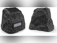 STUDIOFINIX 6.5" Rock Speakers Outdoor Waterproof - 5.3 Bluetooth Wireless Speaker Solar Powered Max Peak 200W for Garden,Patio,Deck,Pool,Backyard (Gray 1 Pair) 200