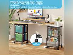 Rolling File Cart with 2 Storage Drawers, Under Desk Storage, Hanging File Folder Organizer with Wheels, Printer Stand Utility Craft Cart Filing Cabinet for Home Office,Black 50