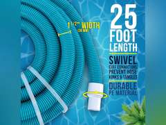 U.S. Pool Supply 1-1/2" x 25 Foot Professional Above Ground Swimming Pool Vacuum Hose with Swivel Cuff - Removable Cuff, Cut to Fit - Compatible with Filter Pumps, Filtration Systems, Chlorinators 30