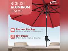 Tempera Patio Market Outdoor Table Umbrella with Push Button Tilt and Crank,Large Sun Umbrella with Sturdy Pole&Fade resistant canopy,Easy to set 34