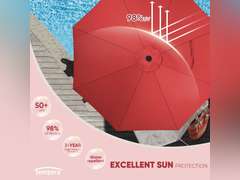 Tempera Patio Market Outdoor Table Umbrella with Push Button Tilt and Crank,Large Sun Umbrella with Sturdy Pole&Fade resistant canopy,Easy to set 34